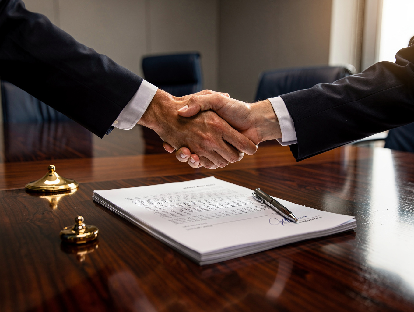 Handshake over a booking contract